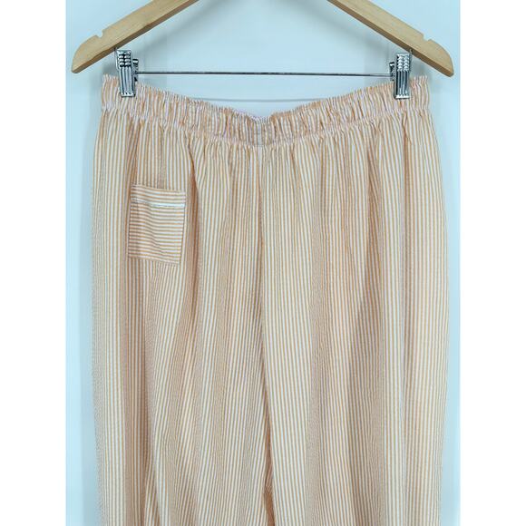 Free People Cotton Bloomers Striped Pajama Pants Elastic Waist Ruffle Hem Lounge - Picture 3 of 9